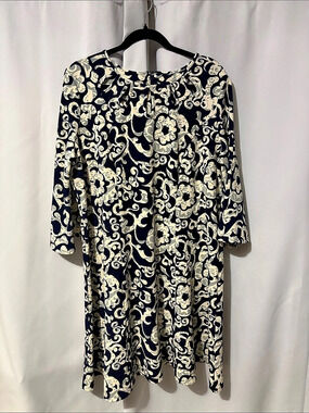 Phase Eight Floral Mini Dress Blue & Cream Size 18